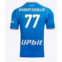 Camiseta SSC Napoli Khvicha Kvaratskhelia #77 Primera Equipación Replica 2023-24 mangas cortas